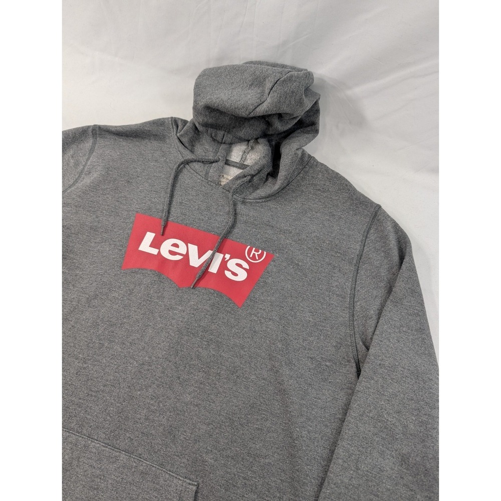 Vtg Levi's Men's Spellout Logo‎ Pullover Hoodie Size XL Gray